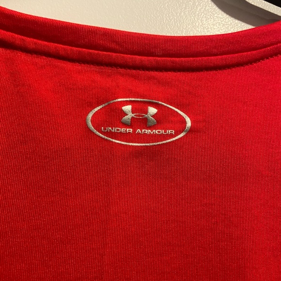 Under Armour red Big Red One Military Army loose Men's shirt sleeve Large NWT - Picture 2 of 12